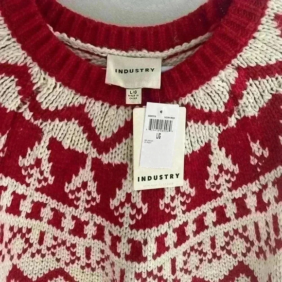 Industry Oversized  Chunky Bulky Sweater Vintage Style New Wool Blend size L - Picture 6 of 14